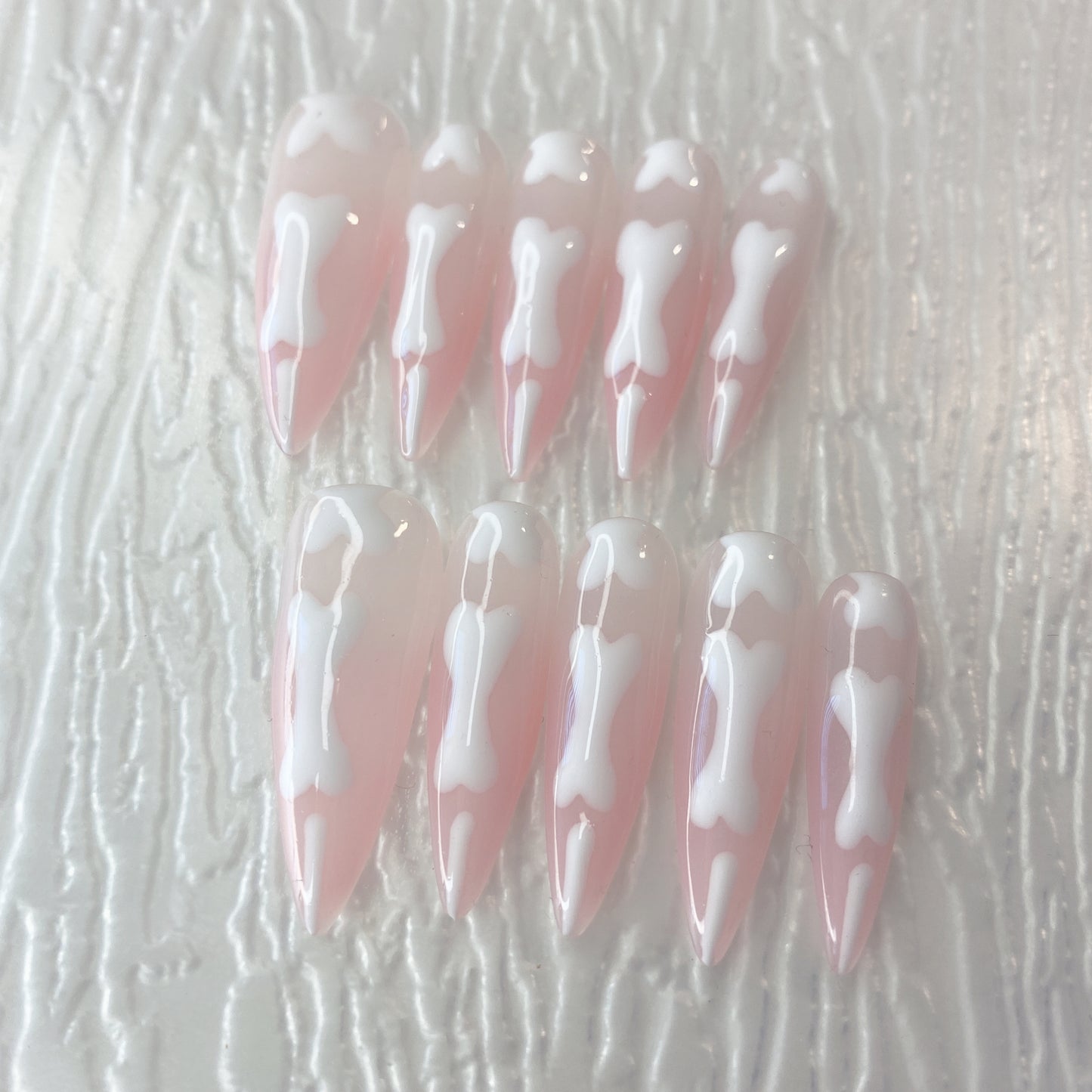 Pretty in Pink Halloween Bones Handmade Press On Nails