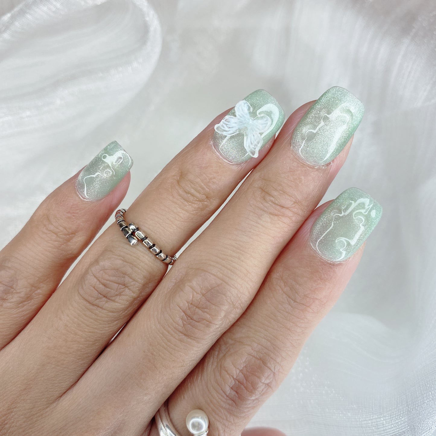 Enchanted Green Oases Handmade Press On Nails