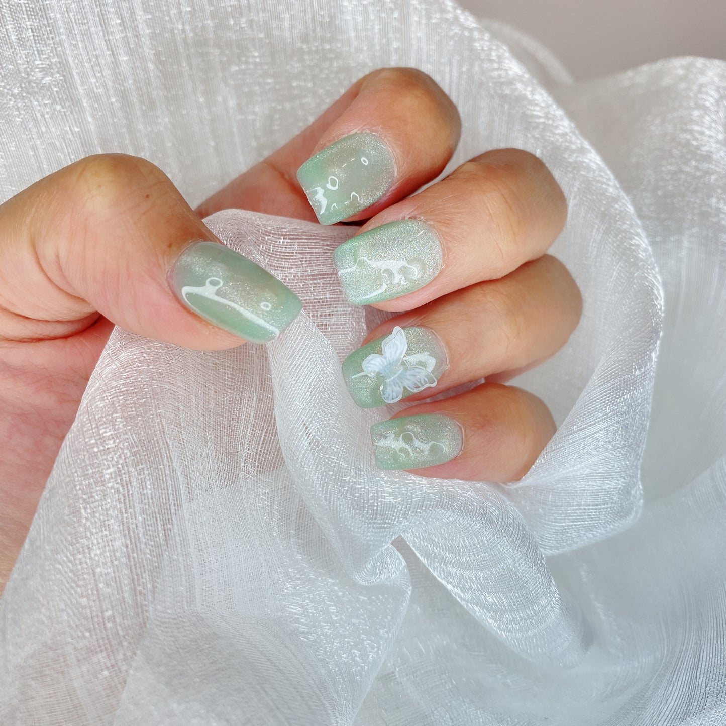 Enchanted Green Oases Handmade Press On Nails