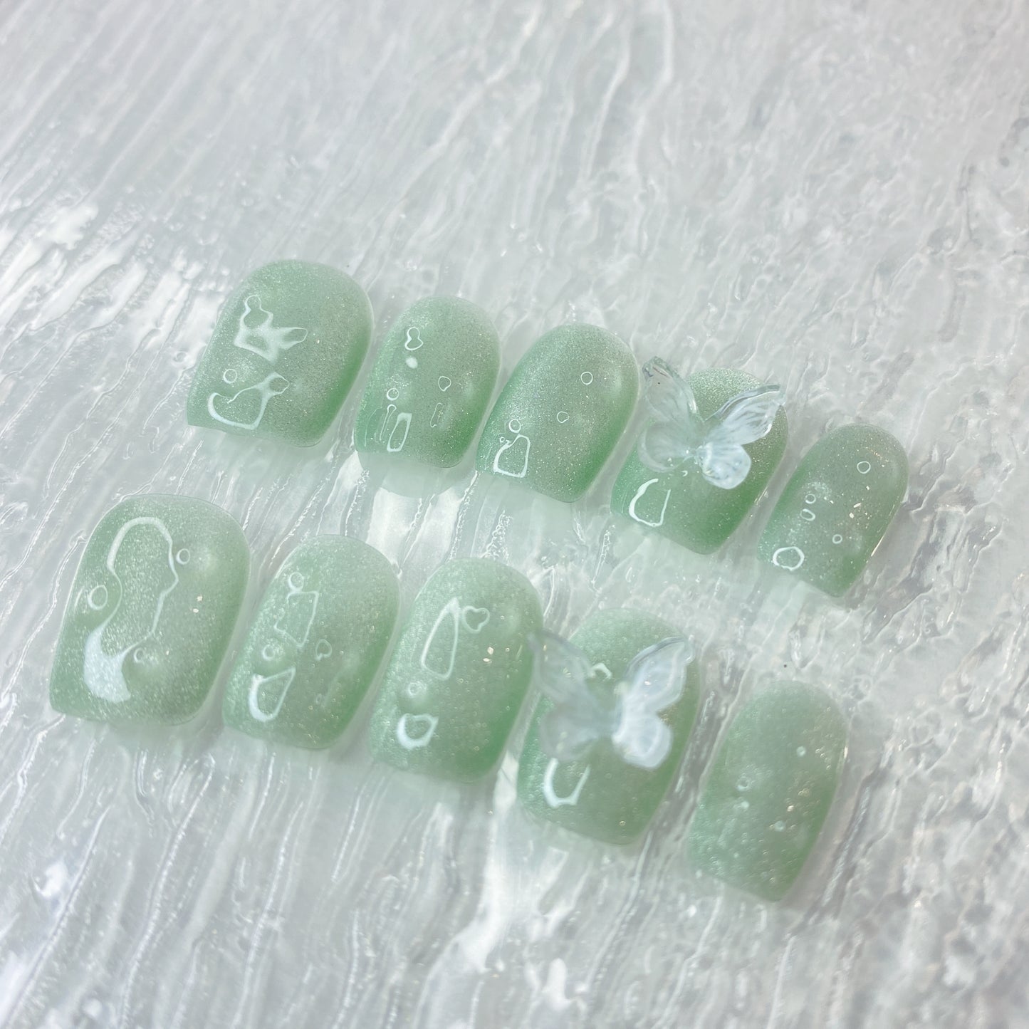 Enchanted Green Oases Handmade Press On Nails