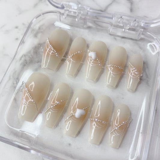 Pearlescent Blush Handmade Press on nails