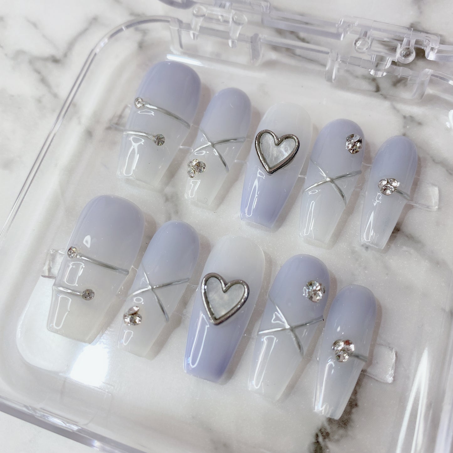 Azure Elegance Handmade Press on nails